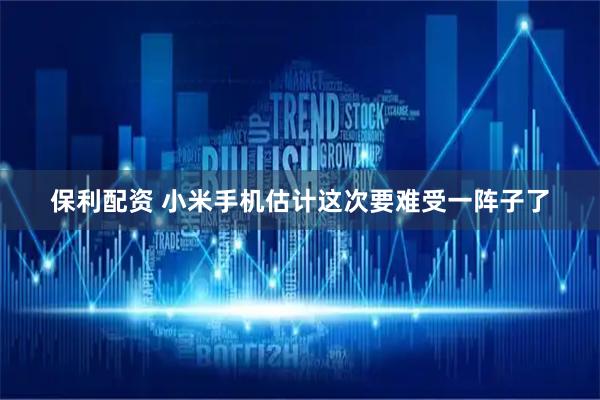 保利配资 小米手机估计这次要难受一阵子了
